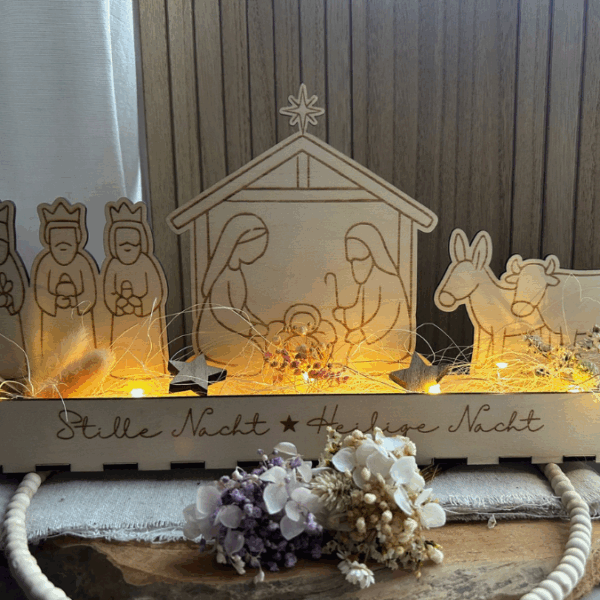 3mm und 4mm Krippe mit Box zum beleuchten Minikrippe SVG Laser Datei Weihnachten Heilige Nacht Krippenkulisse Weihnachtsdeko Weihnachten – Bild 23