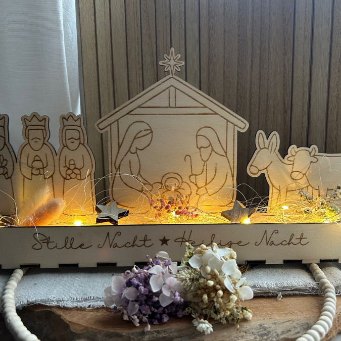 Krippe mit Box zum beleuchten 3mm und 4mm Minikrippe SVG Laser Datei Weihnachten Heilige Nacht Krippenkulisse Weihnachtsdeko Weihnachten – Bild 23