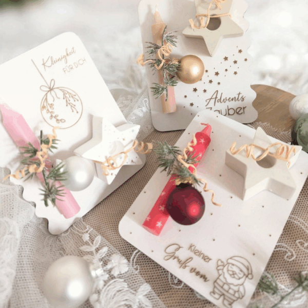 6 Designs Laserdatei Halter für Kerzen, Kerzenständer Geld Verpackung für Gutscheine Kleinigkeiten Weihnachten Nikolaus Christkind SVG Datei – Bild 34
