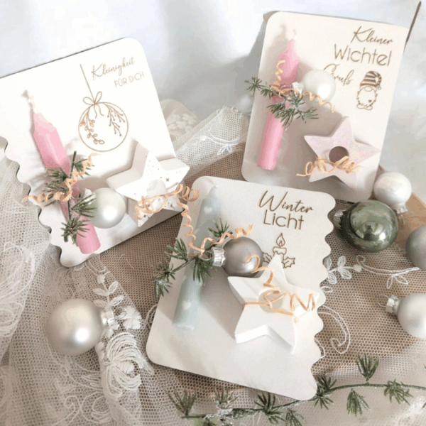 6 Designs Laserdatei Halter für Kerzen, Kerzenständer Geld Verpackung für Gutscheine Kleinigkeiten Weihnachten Nikolaus Christkind SVG Datei – Bild 35
