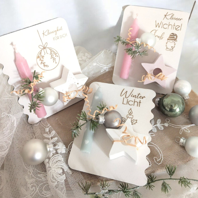 6 Designs Laserdatei Halter für Kerzen, Kerzenständer Geld Verpackung für Gutscheine Kleinigkeiten Weihnachten Nikolaus Christkind SVG Datei – Bild 35