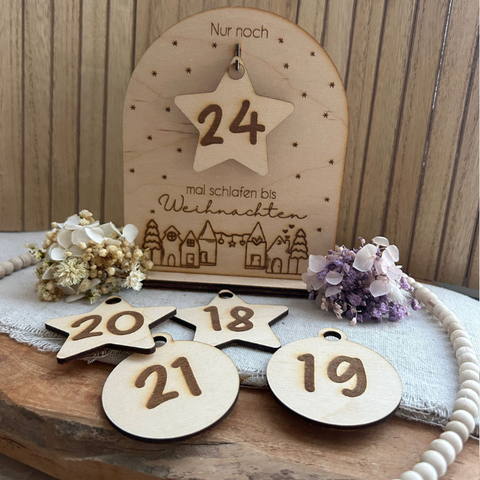 SVG Laser Datei Weihnachten 3 Designs Countdown Weihnachtscountdown Weihnachtstafel 3mm Nussknacker Ballerina Skandi russische Weihnacht – Bild 21
