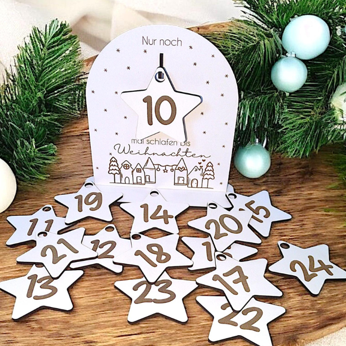 SVG Laser Datei Weihnachten 3 Designs Countdown Weihnachtscountdown Weihnachtstafel 3mm Nussknacker Ballerina Skandi russische Weihnacht – Bild 22