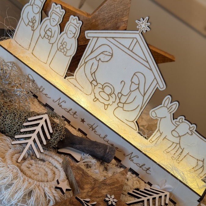 Krippe mit Box zum beleuchten 3mm und 4mm Minikrippe SVG Laser Datei Weihnachten Heilige Nacht Krippenkulisse Weihnachtsdeko Weihnachten – Bild 24