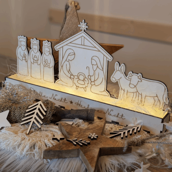 3mm und 4mm Krippe mit Box zum beleuchten Minikrippe SVG Laser Datei Weihnachten Heilige Nacht Krippenkulisse Weihnachtsdeko Weihnachten – Bild 25