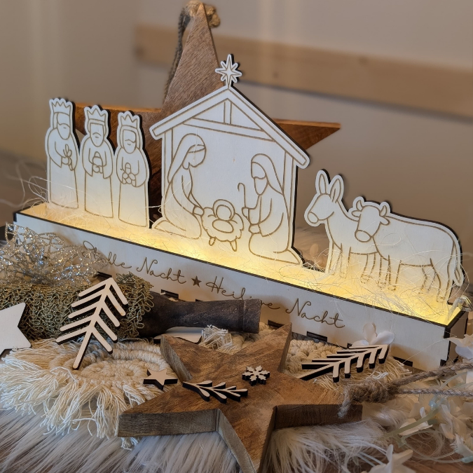 Krippe mit Box zum beleuchten 3mm und 4mm Minikrippe SVG Laser Datei Weihnachten Heilige Nacht Krippenkulisse Weihnachtsdeko Weihnachten – Bild 25