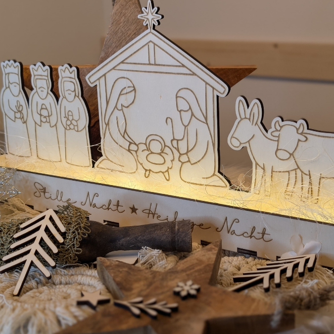 Krippe mit Box zum beleuchten 3mm und 4mm Minikrippe SVG Laser Datei Weihnachten Heilige Nacht Krippenkulisse Weihnachtsdeko Weihnachten – Bild 26