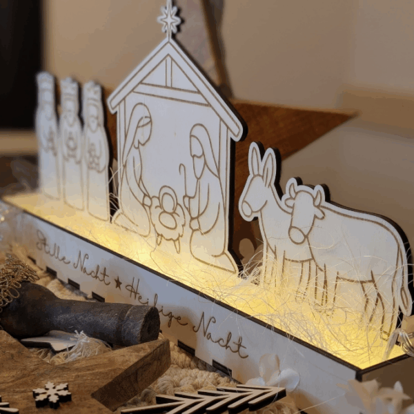 3mm und 4mm Krippe mit Box zum beleuchten Minikrippe SVG Laser Datei Weihnachten Heilige Nacht Krippenkulisse Weihnachtsdeko Weihnachten – Bild 27