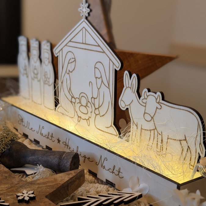 Krippe mit Box zum beleuchten 3mm und 4mm Minikrippe SVG Laser Datei Weihnachten Heilige Nacht Krippenkulisse Weihnachtsdeko Weihnachten – Bild 27