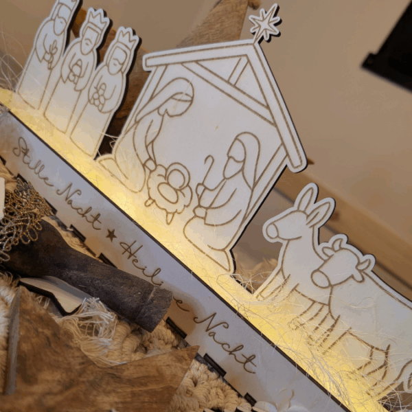 3mm und 4mm Krippe mit Box zum beleuchten Minikrippe SVG Laser Datei Weihnachten Heilige Nacht Krippenkulisse Weihnachtsdeko Weihnachten – Bild 28