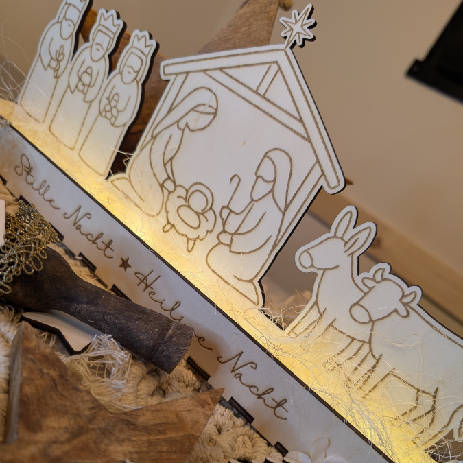 Krippe mit Box zum beleuchten 3mm und 4mm Minikrippe SVG Laser Datei Weihnachten Heilige Nacht Krippenkulisse Weihnachtsdeko Weihnachten – Bild 28