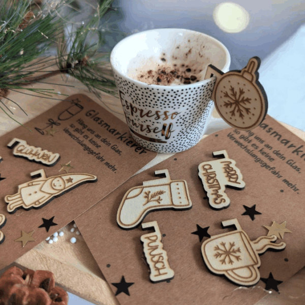 30Designs SVG Laserdatei 6 Glasanhänger Glasmarkierer Anhänger für Gläser und Tassen Weihnachten Silvester Winter Anti-Weihnachten SVG-Datei – Bild 13