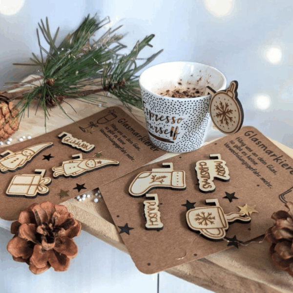 30Designs SVG Laserdatei 6 Glasanhänger Glasmarkierer Anhänger für Gläser und Tassen Weihnachten Silvester Winter Anti-Weihnachten SVG-Datei – Bild 14
