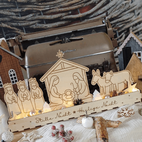 3mm und 4mm Krippe mit Box zum beleuchten Minikrippe SVG Laser Datei Weihnachten Heilige Nacht Krippenkulisse Weihnachtsdeko Weihnachten – Bild 19
