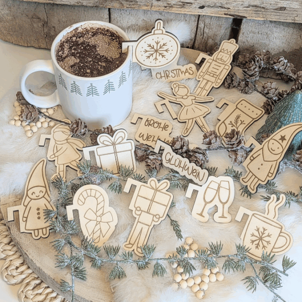 30Designs SVG Laserdatei 6 Glasanhänger Glasmarkierer Anhänger für Gläser und Tassen Weihnachten Silvester Winter Anti-Weihnachten SVG-Datei – Bild 10