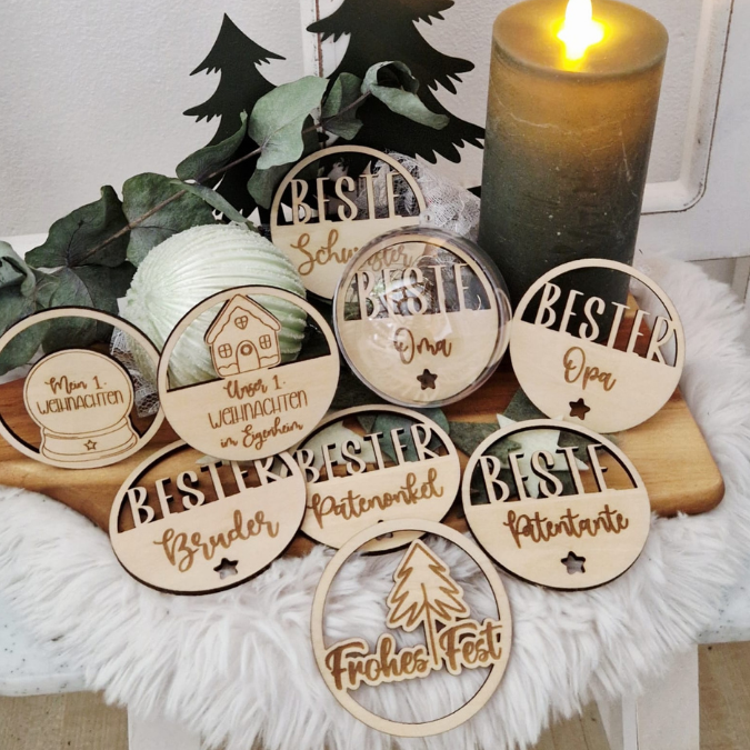 24 Acrylkugel Einleger 24 verschiedene Designs und 4 Außenkränze Inlay für Baumkugeln Christbaumkugeln Acrylkugeln zum aufhängen Laserdatei skalierbar – Bild 27