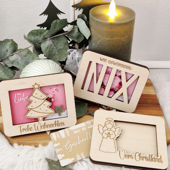Laserdatei Verpackung für Gutscheinkarten Gutscheine 12 Designs Geld Weihnachten Nikolaus Christkind Geldgeschenk Wunschgutschein SVG Datei – Bild 24