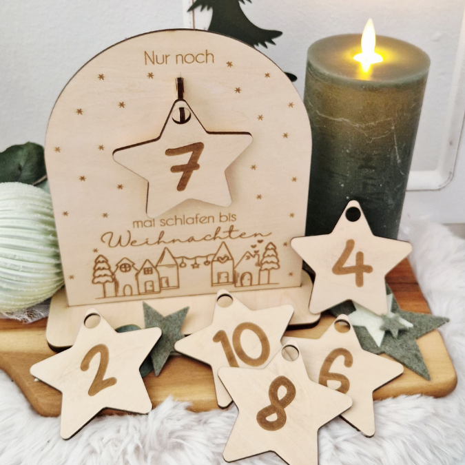 SVG Laser Datei Weihnachten 3 Designs Countdown Weihnachtscountdown Weihnachtstafel 3mm Nussknacker Ballerina Skandi russische Weihnacht – Bild 17