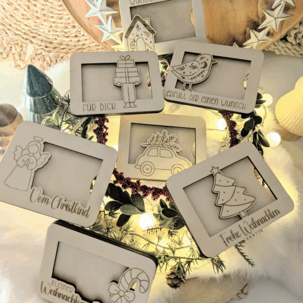 12 Designs Laserdatei Verpackung für Gutscheinkarten Gutscheine Geld Weihnachten Nikolaus Christkind Geldgeschenk Wunschgutschein SVG Datei – Bild 28
