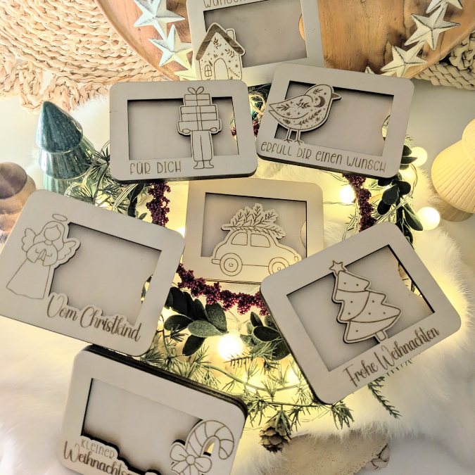 Laserdatei Verpackung für Gutscheinkarten Gutscheine 12 Designs Geld Weihnachten Nikolaus Christkind Geldgeschenk Wunschgutschein SVG Datei – Bild 28