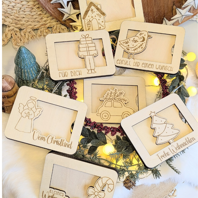 Laserdatei Verpackung für Gutscheinkarten Gutscheine 12 Designs Geld Weihnachten Nikolaus Christkind Geldgeschenk Wunschgutschein SVG Datei – Bild 27