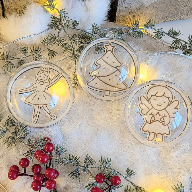 24 Acrylkugel Einleger 24 verschiedene Designs und 4 Außenkränze Inlay für Baumkugeln Christbaumkugeln Acrylkugeln zum aufhängen Laserdatei skalierbar – Bild 38