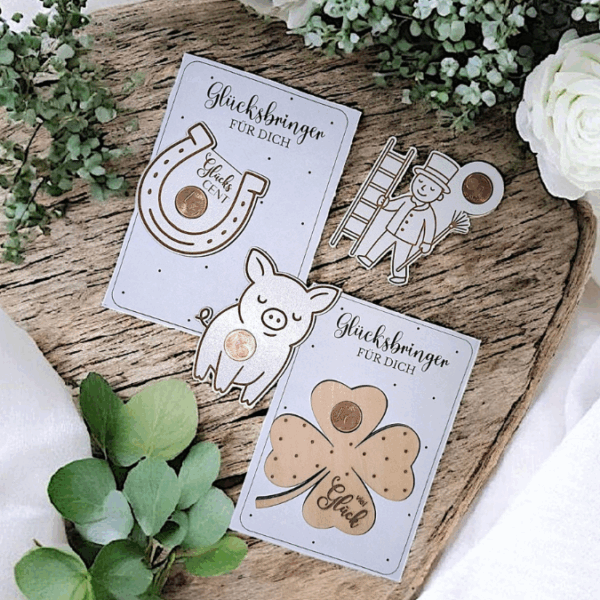 PRINT DRUCKVORLAGE PDF Verpackung Kleinigkeiten Geschenkkarte 2 Designs in der Tüte Glücksbringer Printable zum ausdrucken Glück to go Inlay – Bild 4
