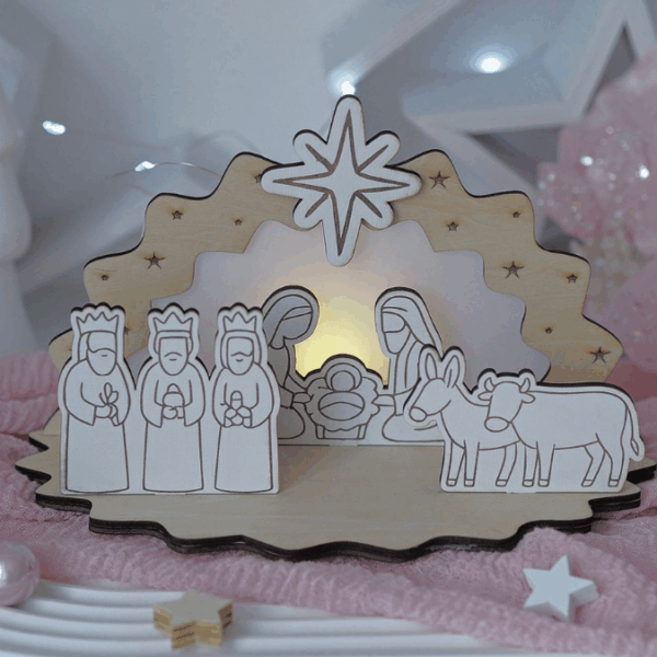 3mm und 4mm Krippe aus Holz mit Figuren zum stecken Kulisse Minikrippe Teller für Krippe SVG Laser Datei Weihnachten Heilige Nacht – Bild 20