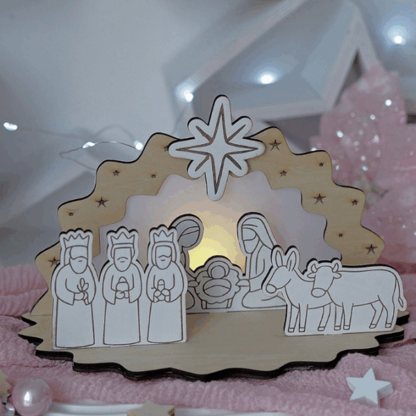 3mm und 4mm Krippe aus Holz mit Figuren zum stecken Kulisse Minikrippe Teller für Krippe SVG Laser Datei Weihnachten Heilige Nacht – Bild 21