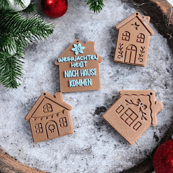 STL 3D Druck Datei Weihnachten 5er Set Anhänger Häuser Haus Weihnachtshaus Geschenkanhänger Baumanhänger Skandi 3D-Datei 3D-Druck Vorlage – Bild 3