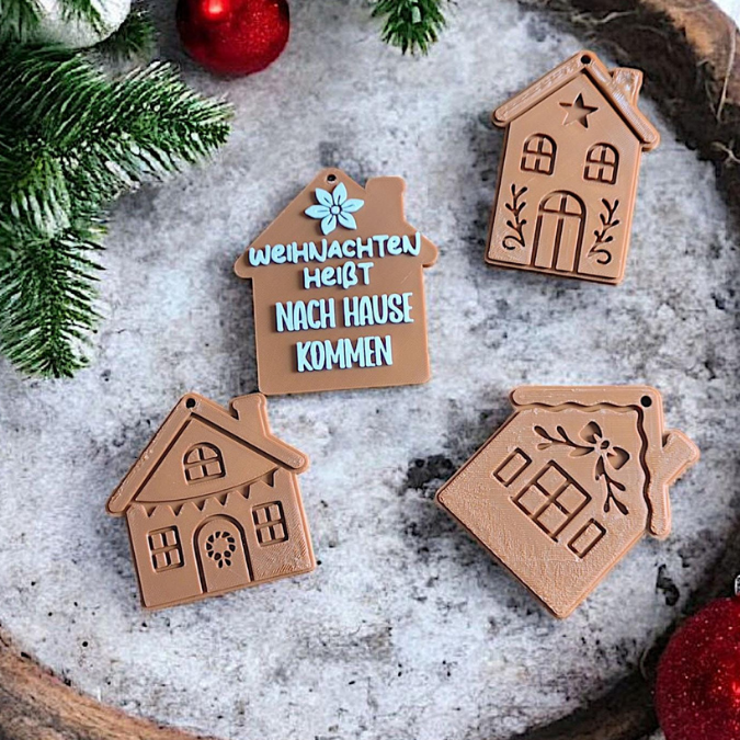 STL 3D Druck Datei Weihnachten 5er Set Anhänger Häuser Haus Weihnachtshaus Geschenkanhänger Baumanhänger Skandi 3D-Datei 3D-Druck Vorlage – Bild 3