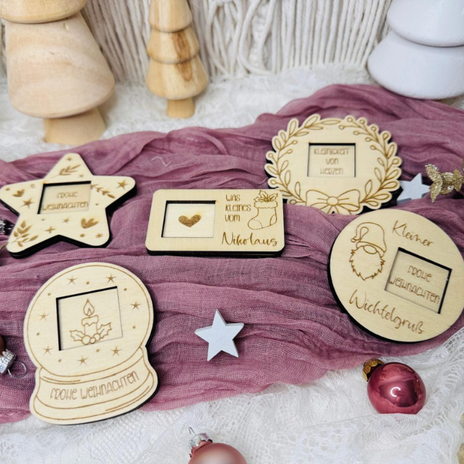 SVG Laserdatei 5 Designs Weihnachten Nikolaus Wichtel Halter für Küsschen Schokolade als Gastgeschenk kleines Mitbringsel SVG Datei – Bild 9