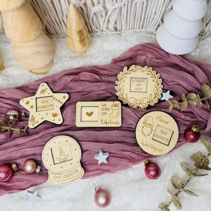 SVG Laserdatei 5 Designs Weihnachten Nikolaus Wichtel Halter für Küsschen Schokolade als Gastgeschenk kleines Mitbringsel SVG Datei – Bild 10