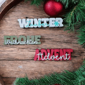 STL 3D Druck Datei Weihnachten 3er Set Schriftzüge Frohe Weihnachten Winterzauber Advent Advent 3D-Datei 3D-Druck Vorlage Deko Geschenkidee