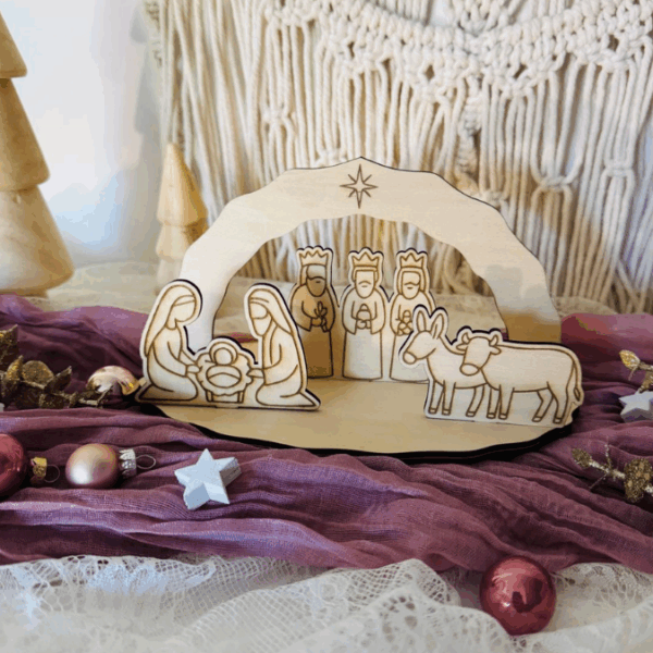 3mm und 4mm Krippe aus Holz mit Figuren zum stecken Kulisse Minikrippe Teller für Krippe SVG Laser Datei Weihnachten Heilige Nacht – Bild 17