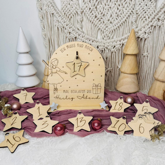 SVG Laser Datei Weihnachten 3 Designs Countdown Weihnachtscountdown Weihnachtstafel 3mm Nussknacker Ballerina Skandi russische Weihnacht – Bild 8