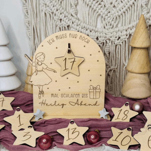 3 Designs SVG Laser Datei Weihnachten Countdown Weihnachtscountdown Weihnachtstafel 3mm Nussknacker Ballerina Skandi russische Weihnacht – Bild 9