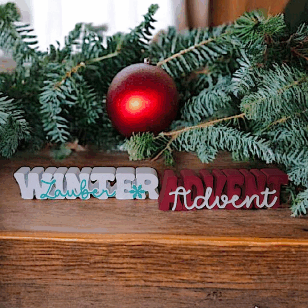 STL 3D Druck Datei Weihnachten 3er Set Schriftzüge Frohe Weihnachten Winterzauber Advent Advent 3D-Datei 3D-Druck Vorlage Deko Geschenkidee – Bild 3