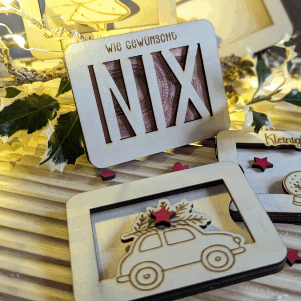 12 Designs Laserdatei Verpackung für Gutscheinkarten Gutscheine Geld Weihnachten Nikolaus Christkind Geldgeschenk Wunschgutschein SVG Datei – Bild 10