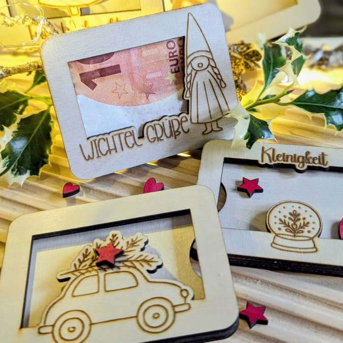 Laserdatei Verpackung für Gutscheinkarten Gutscheine 12 Designs Geld Weihnachten Nikolaus Christkind Geldgeschenk Wunschgutschein SVG Datei – Bild 11