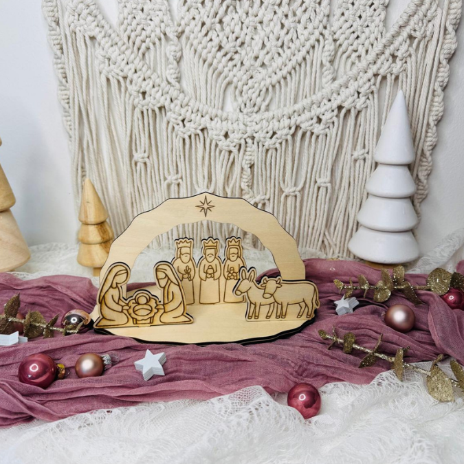 Krippe aus Holz mit Figuren zum stecken 3mm und 4mm Kulisse Minikrippe Teller für Krippe SVG Laser Datei Weihnachten Heilige Nacht – Bild 16