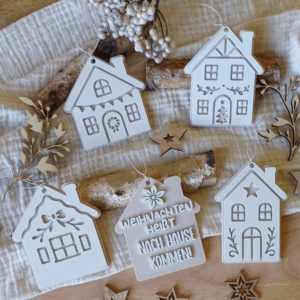 STL 3D Druck Datei Weihnachten 5er Set Anhänger Häuser Haus Weihnachtshaus Geschenkanhänger Baumanhänger Skandi 3D-Datei 3D-Druck Vorlage