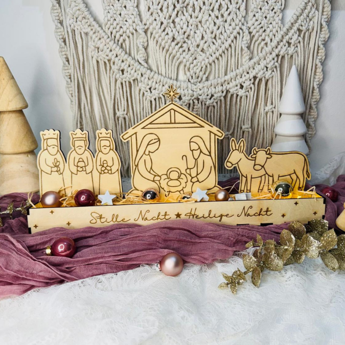 Krippe mit Box zum beleuchten 3mm und 4mm Minikrippe SVG Laser Datei Weihnachten Heilige Nacht Krippenkulisse Weihnachtsdeko Weihnachten – Bild 20
