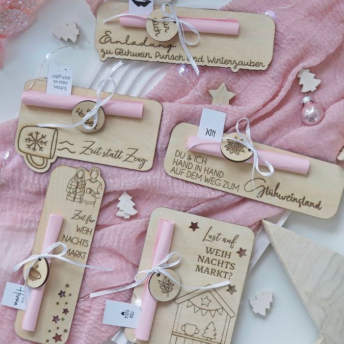 SVG Laserdatei 8 Designs Verpackung für Weihnachtsmarkt Gutscheine Weihnachten Geschenkidee Zeit statt Zeug Winter inkl Anhänger SVG Datei Einladung – Bild 9