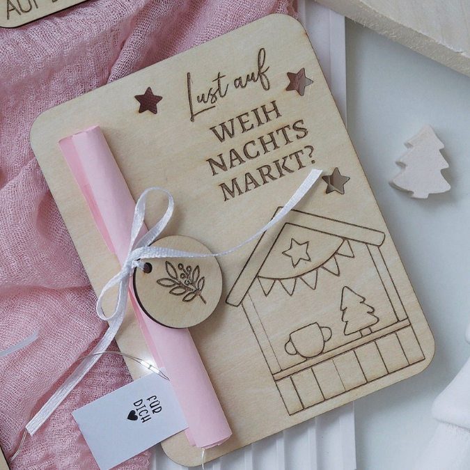 SVG Laserdatei 8 Designs Verpackung für Weihnachtsmarkt Gutscheine Weihnachten Geschenkidee Zeit statt Zeug Winter inkl Anhänger SVG Datei Einladung – Bild 11