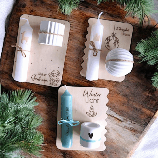 6 Designs Laserdatei Halter für Kerzen, Kerzenständer Geld Verpackung für Gutscheine Kleinigkeiten Weihnachten Nikolaus Christkind SVG Datei – Bild 3