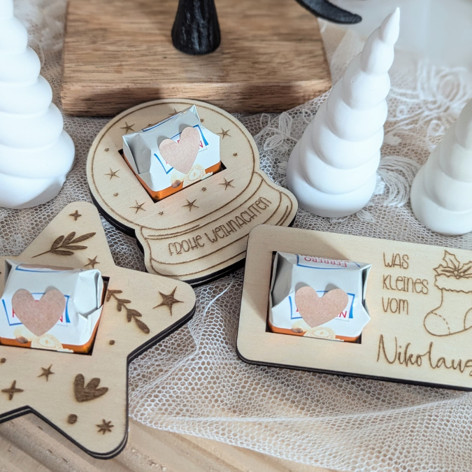 SVG Laserdatei 5 Designs Weihnachten Nikolaus Wichtel Halter für Küsschen Schokolade als Gastgeschenk kleines Mitbringsel SVG Datei – Bild 15