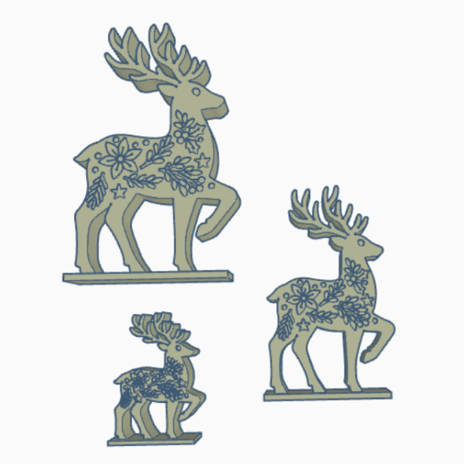 STL 3D Druck Datei Winter Hirsch in 3 Größen Winter-Design Skandi Scandi Weihnachten 3D-Druck Winterdeko Reh Floral zum Aufstellen – Bild 2
