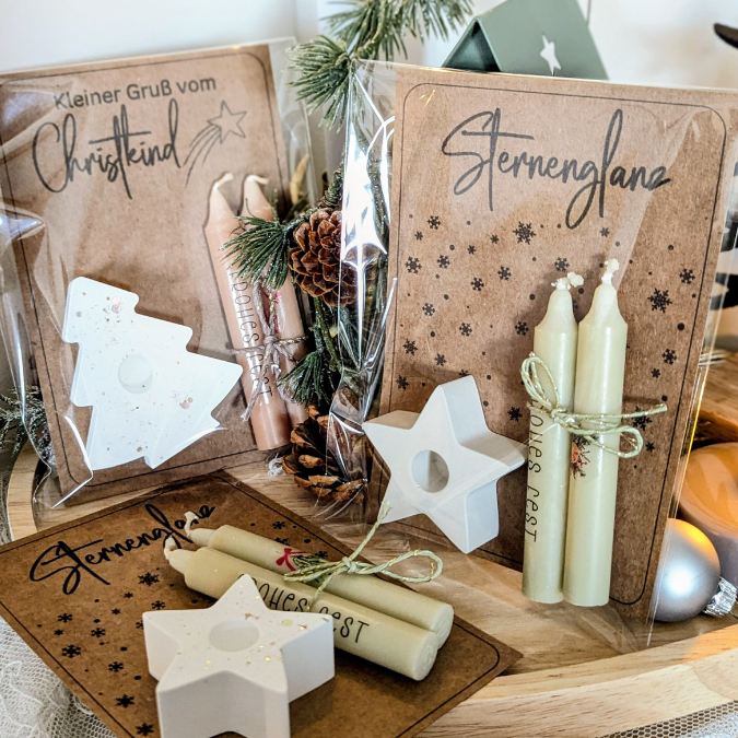 PRINT DRUCKVORLAGE PDF Verpackung Kleinigkeiten Geschenkkarte 2Designs Sternenglanz und kleiner Gruß vom Christkind Printable zum ausdrucken – Bild 2