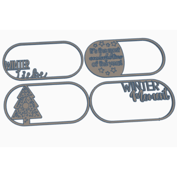 STL 3D Druck Datei 4er Set Winter Weihnachten Einleger für ovale Dekoteller 4 designs 3D-Datei 3D-Druck Vorlage – Bild 2